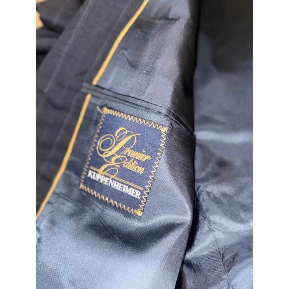 Kuppenheimer Suit Mens 40L 40x32 Striped Double Breasted Vintage 34x32 Pant Wool